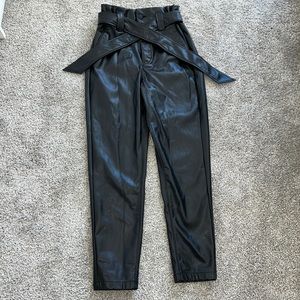 Express faux leather high wasted tie pants